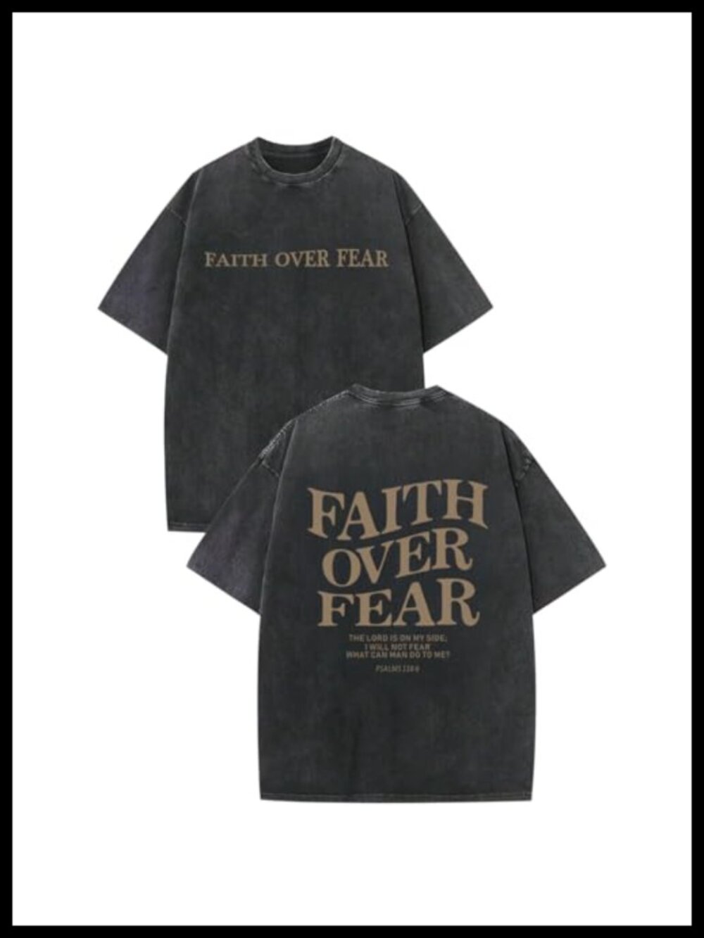 Christian Faith Over Fear Graphic Tee Men Oversized Cotton Blend T-Shirt